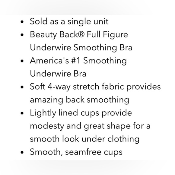 VANITY FAIR BEAUTY BACK SMOOTHING FULL FIGURE CONTOUR BRA 38D NEW STYLE 76380 - Picture 5 of 6